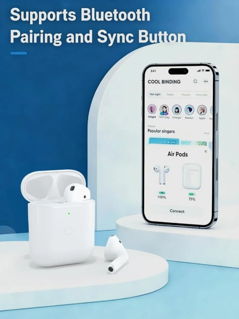 Wireless Charging Case for AirPods 1st/2nd Gen, Bluetooth Sync, No Earbuds